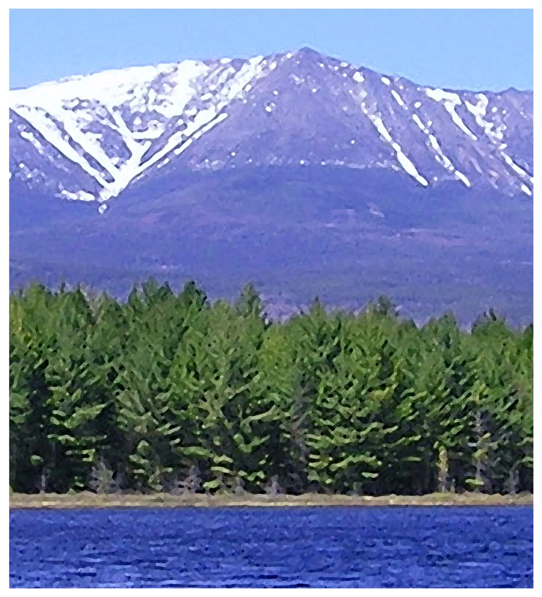 The Katahdin artwork printed on the Mount Katahdin Watercolor T-Shirt